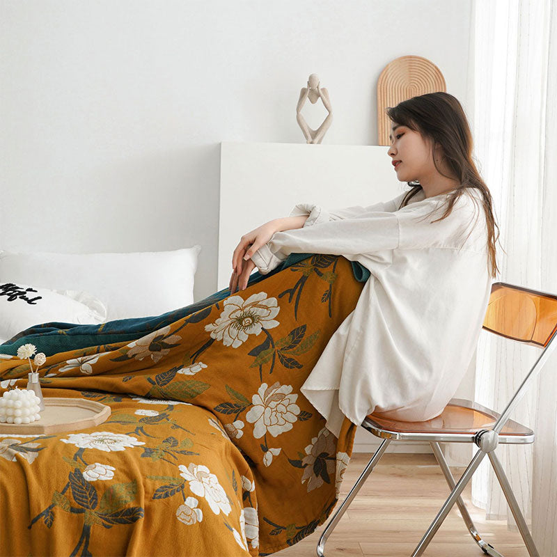 Boho Yellow Flower Reversible Cotton Quilt - image 3