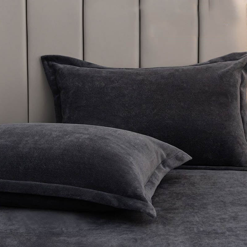 Solid Color Velvety Decorative Pillowcases(2PCS) - Dark Gray - 16" x 21" - image 18