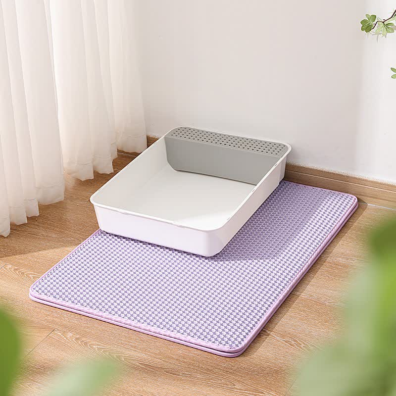 Solid Color Waterproof Cat Litter Mat - Purple - XL: 55cm x 75cm - image 7