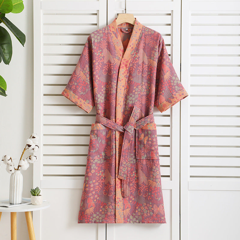Cotton Gauze Rural Style Summer Bathrobe - XL - image 0