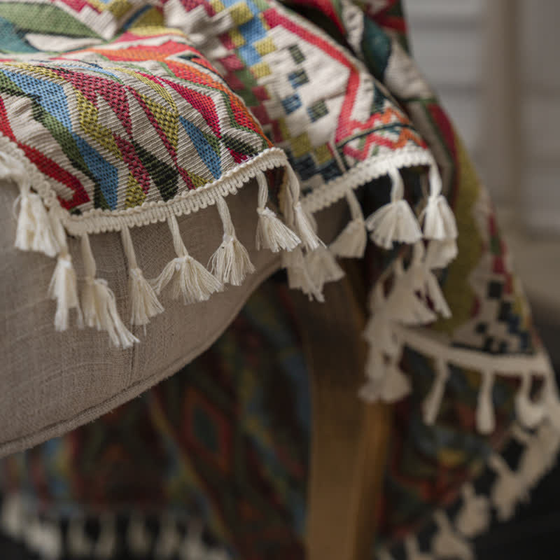 Colorful Geometric Tassel Semi-shading Curtain - image 3