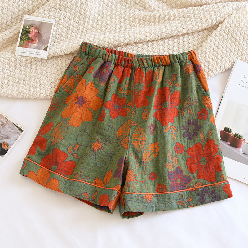 Double Layered Gauze Summer Pajama Shorts - Green - XL - image 6