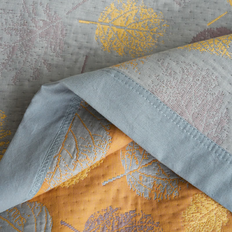 Cotton Gauze Jacquard Leaf Reversible Quilt - image 17