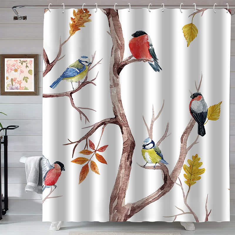 Natural Style Bird & Tree Branches Shower Curtain - 71"W x 79"L - image 0