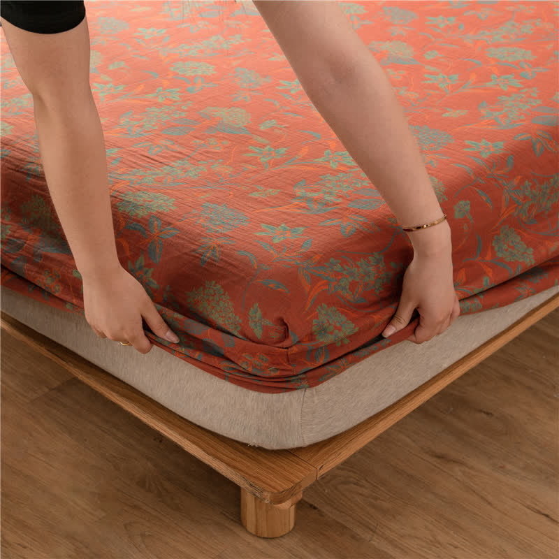 Vintage Floral Cotton Gauze Soft Fitted Sheet - image 7