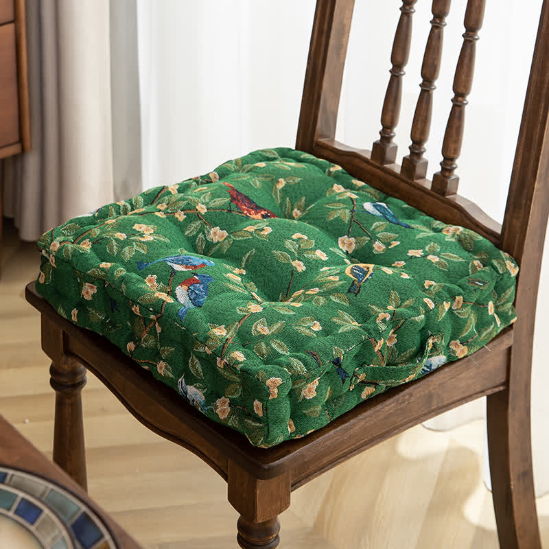 Bird Leaf Jacquard Chair Pad Floor Cushion - Green - 16" x 16" x 4" - image 6