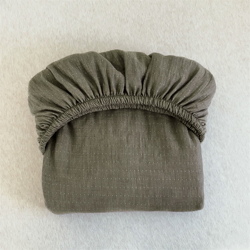 Cotton Gauze Solid Color Fitted Sheet - image 34