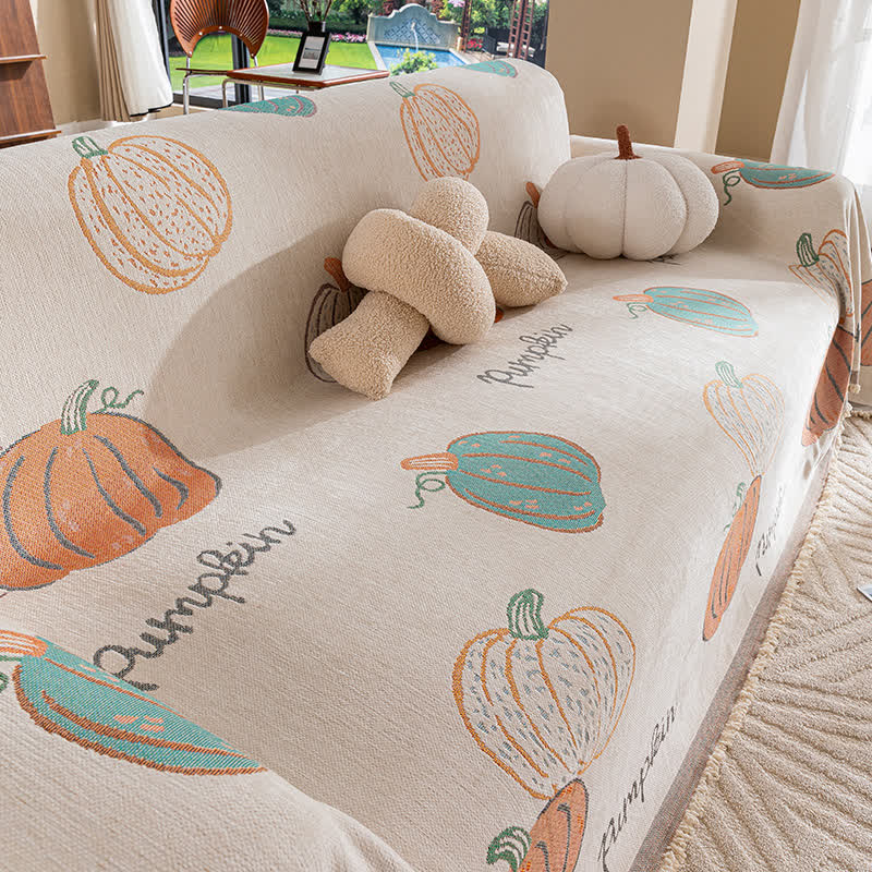 Halloween Pumpkin Chenille Sofa Cover - image 3