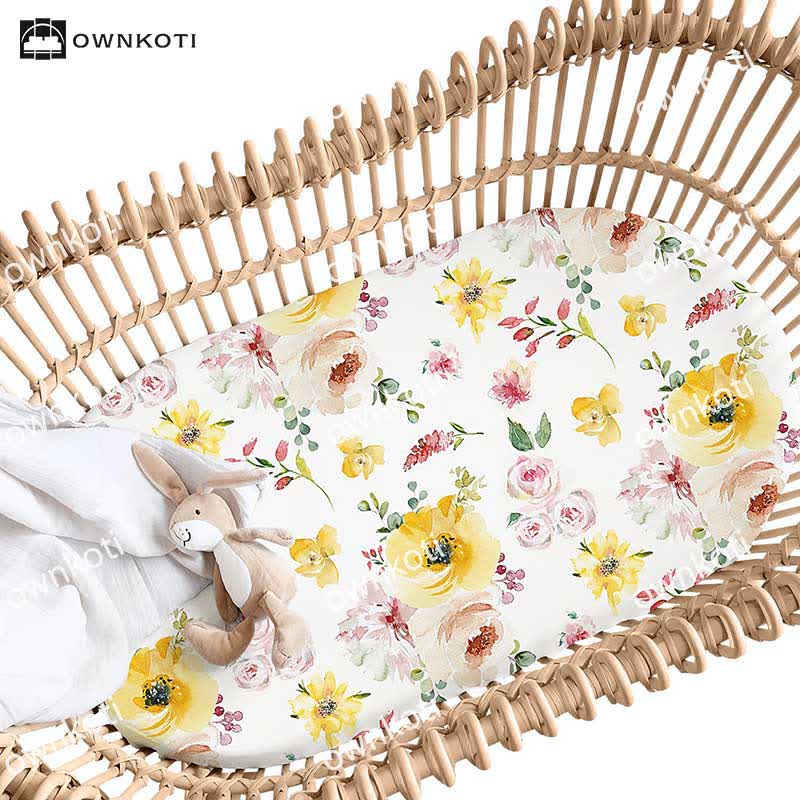 Elastic Floral Moses Basket Bassinet Sheet - Standard - image 0