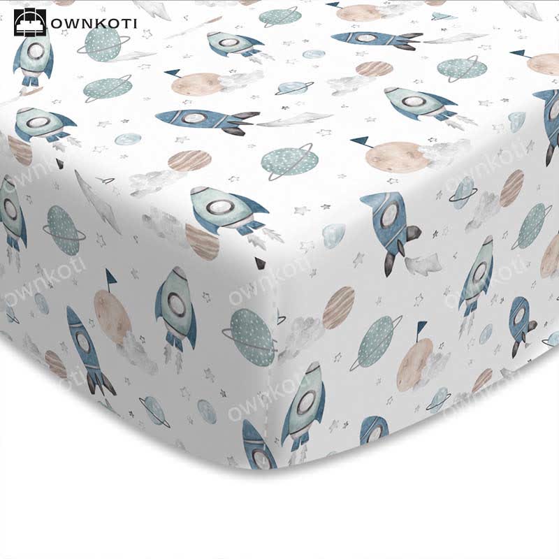 Planet Rocket Breathable Crib Sheet - image 1