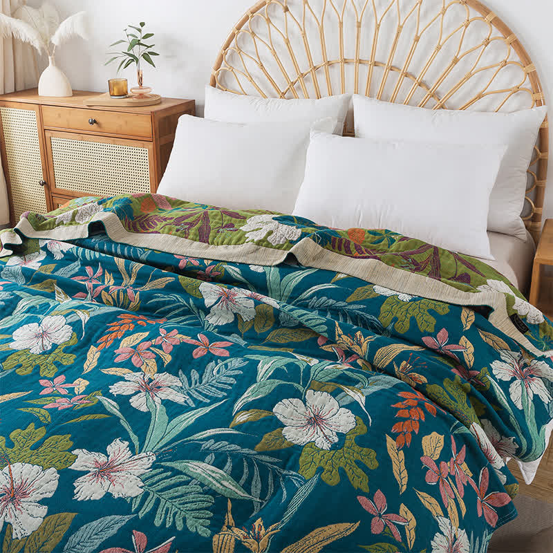 Lightweight Cotton Gauze Jacquard Floral Blanket - image 4