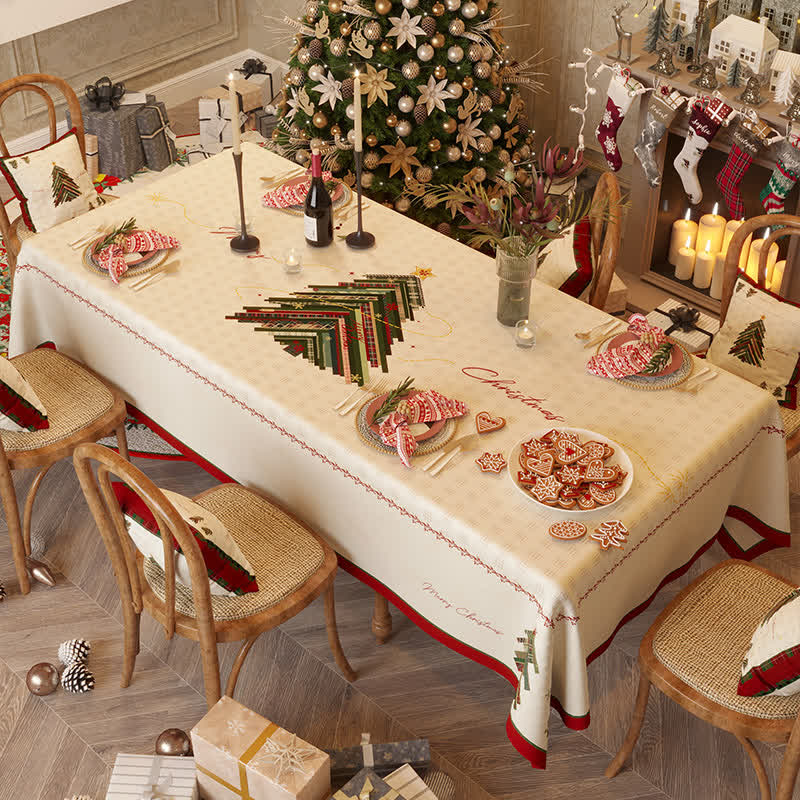Simple Christmas Tree Chenille Tablecloth - 55" x 118" - image 0