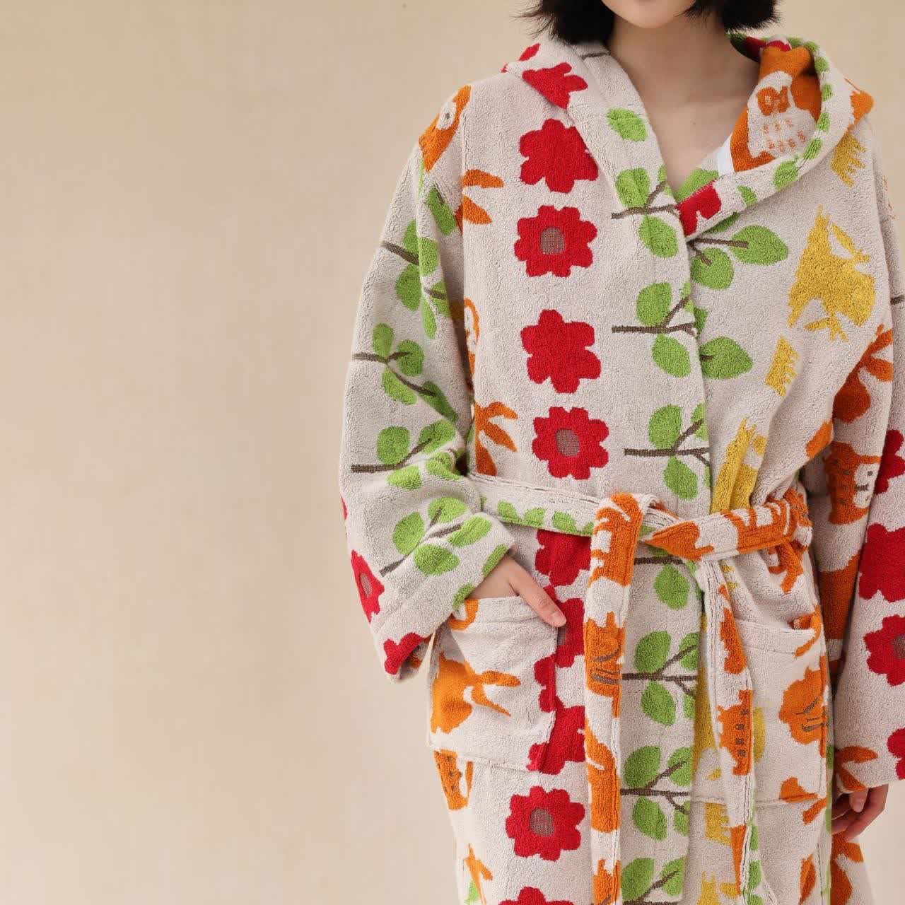 Pastoral Cotton Absorbent Hooded Bathrobe - image 18
