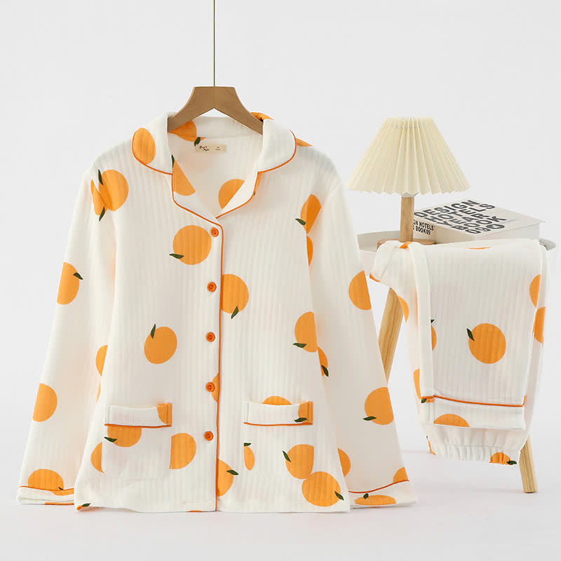 Air Cotton Rural Orange Loungewear Set - White - XL - image 7