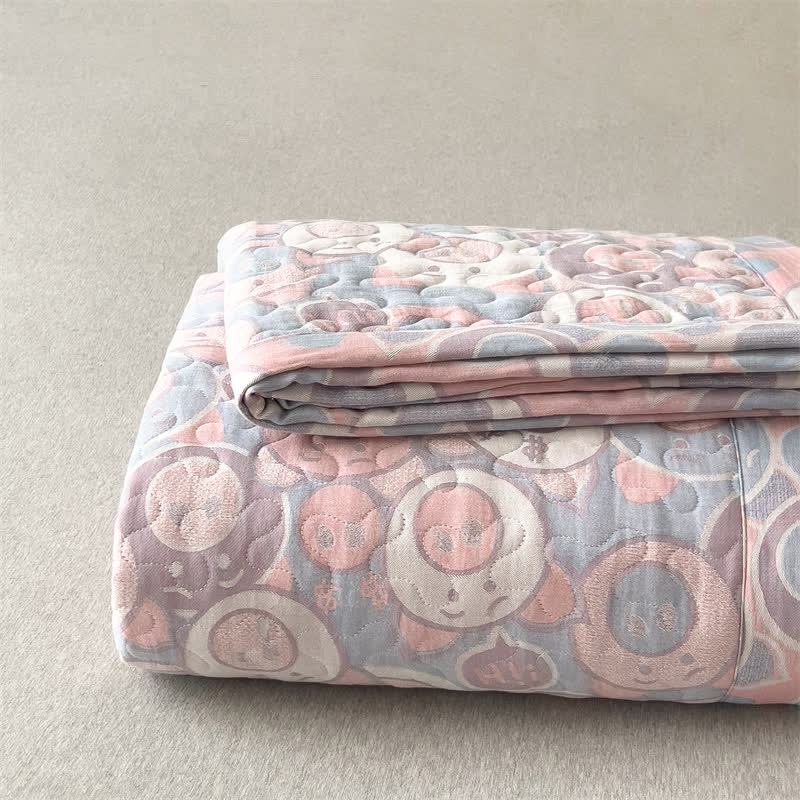 Cartoon Pig Cotton Gauze Quilted Coverlet - image 10