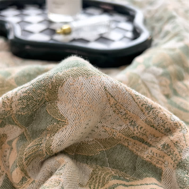 Jacquard Floral Quilted Cotton Gauze Coverlet - image 9