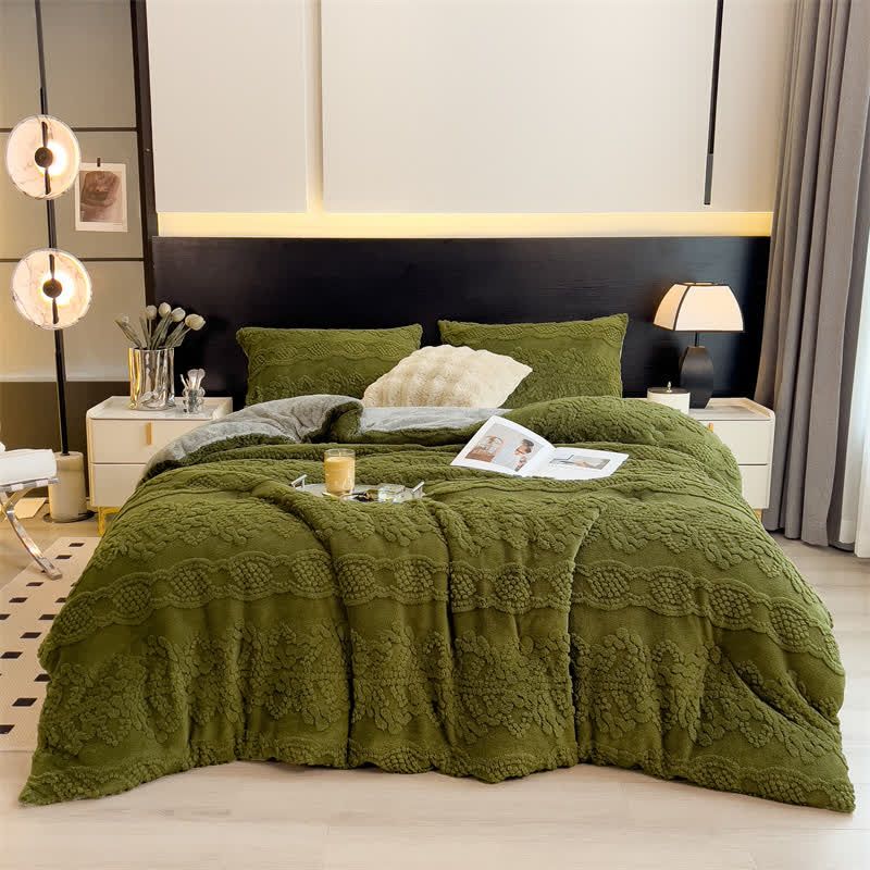 Jacquard Warm Fleece Winter Throw Blanket - Olive Green - King - image 0