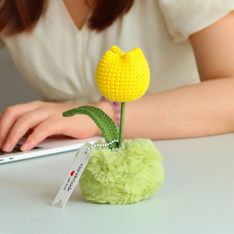 Hand-woven Tulip Potted Desktop Ornament - image 4