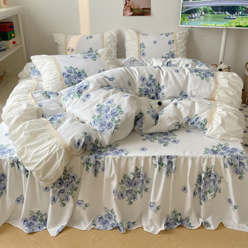 Cotton Duvet Cover Bed Skirt Bedding Set (4PCS) - image 2