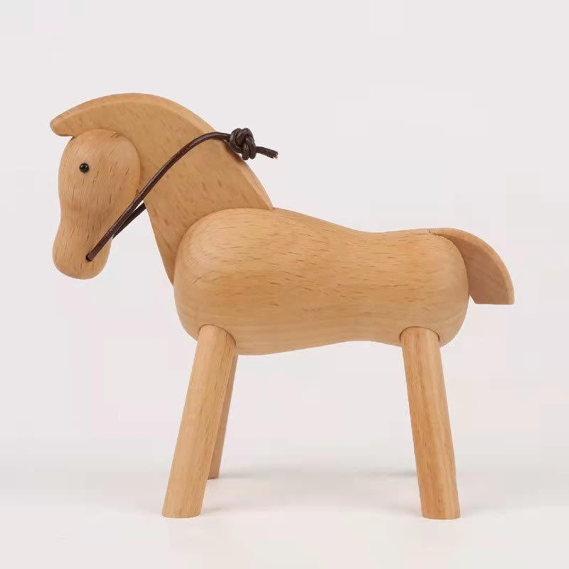 Solid Wood Creative Puppet Horse Ornament - Beech - image 3