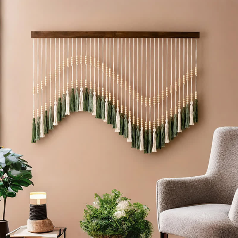 Bohemian Hand-woven Tapestry Wall Hanging - Wave splicing - 39.4''W X 31.5'' L - image 6