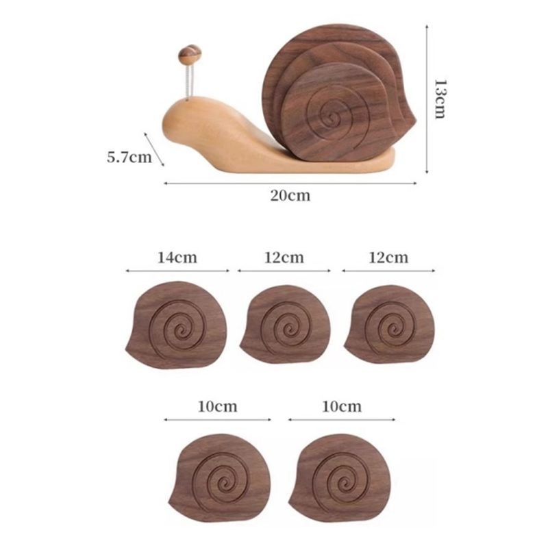 Solid Wood Creative Snail Shape Coaster - L - image 8