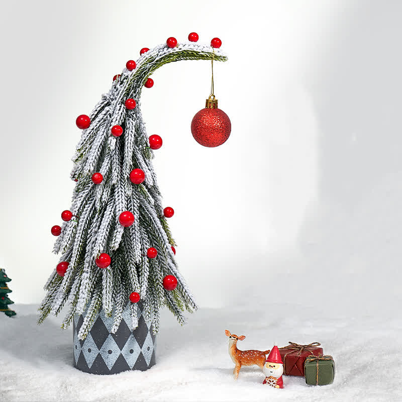Christmas Tree Potted Home Decoration - White & Red - 2PCS - 5.91" x 11.8" - image 17