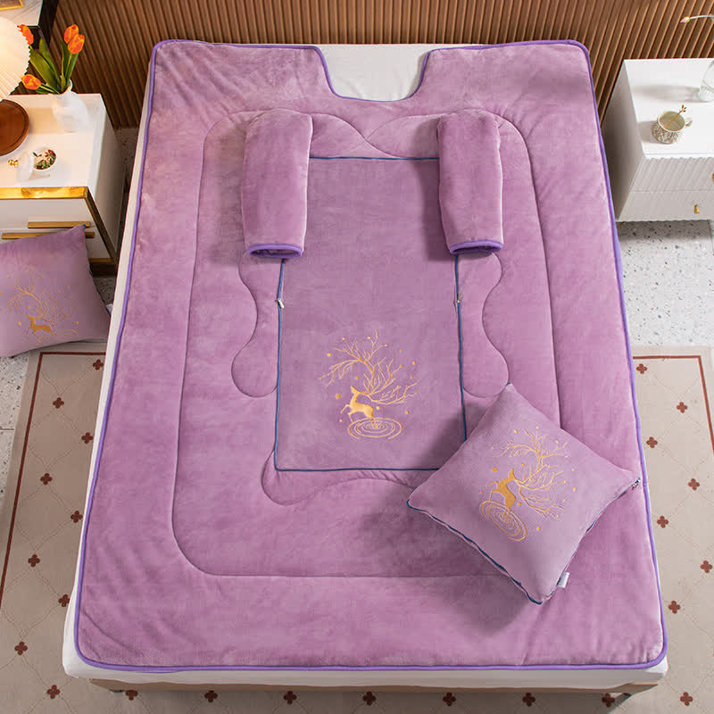 Solid Color Fleece Pillow Wearable Quilt - Purple - 59"W x 79"L - image 16