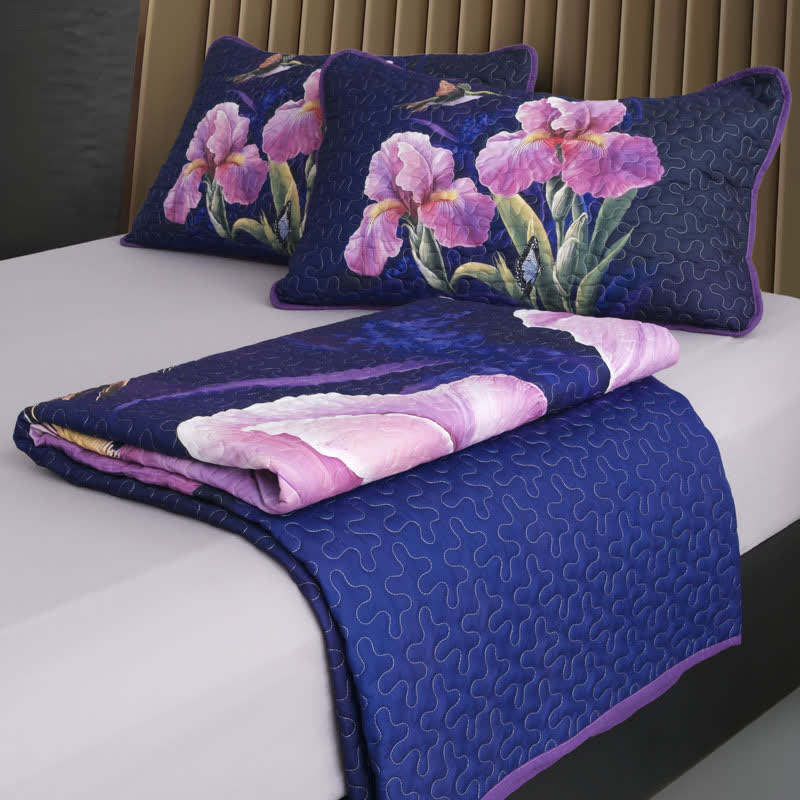 Floral Bird Quilted Soft Bedding Set(3PCS) - image 2