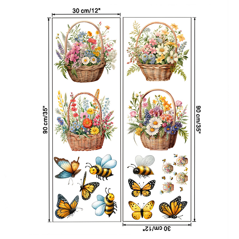 Floral Butterfly Removable Wall Stickers - G - 4PCS - 12" x 35" - image 37