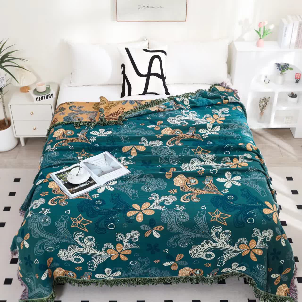 Reversible Vintage Cotton Gauze Sofa Blanket - image 2