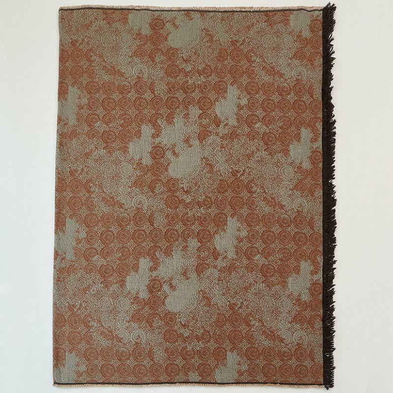 Vintage Yarn-dyed Lace Pattern Cotton Blanket - Brown - 55'' x 75'' - image 8