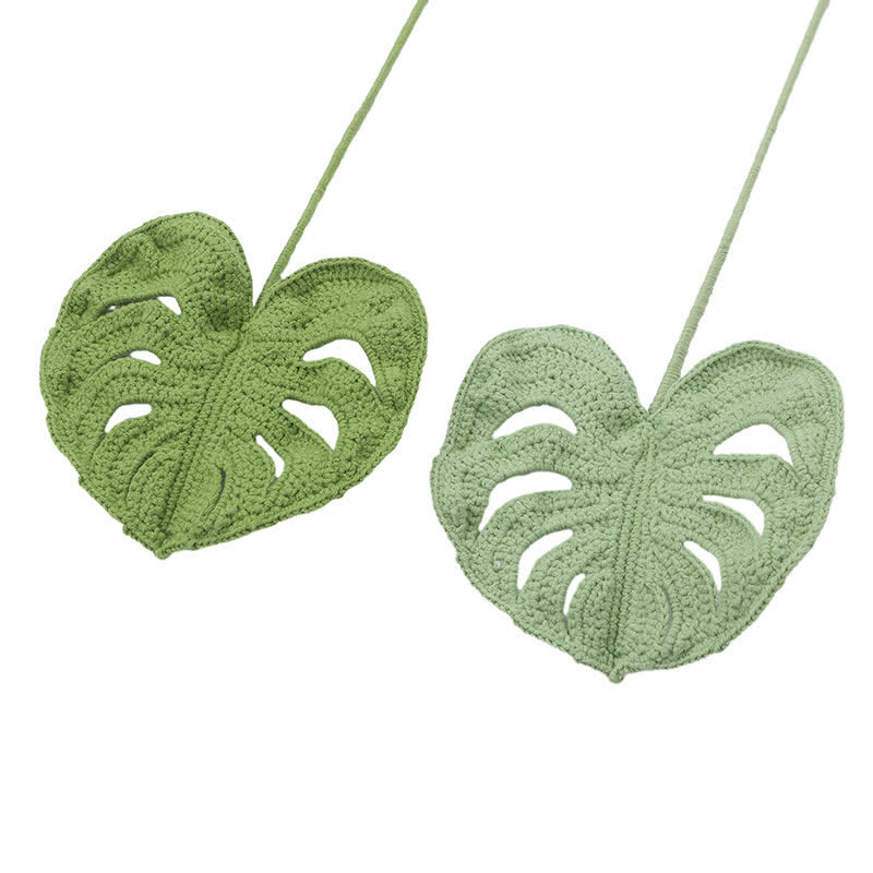 Hand-woven Knitted Yarn Monstera Leaf - image 5