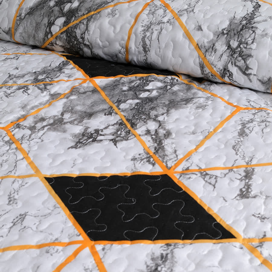 Marble Geometric Breathable Quilted Bedding Set(3PCS) - image 10
