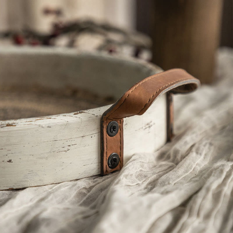 Retro Bohemian Style Wood Round Tray - image 5