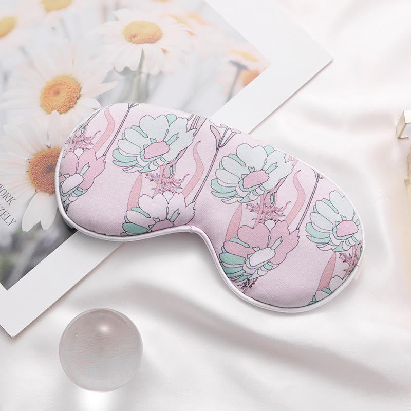 Art Flower Print Imitation Silk Sleep Eye Mask - G - 2PCS - 8" x 4" - image 7