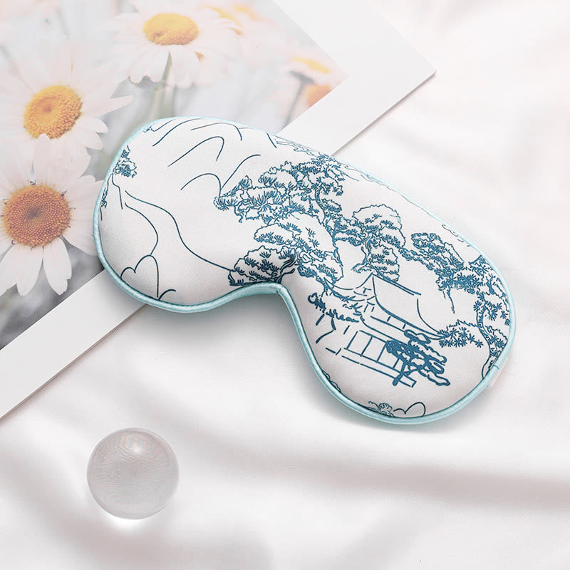 Landscape Print Imitation Silk Sleep Eye Mask - F - 2PCS - 8" x 4" - image 6
