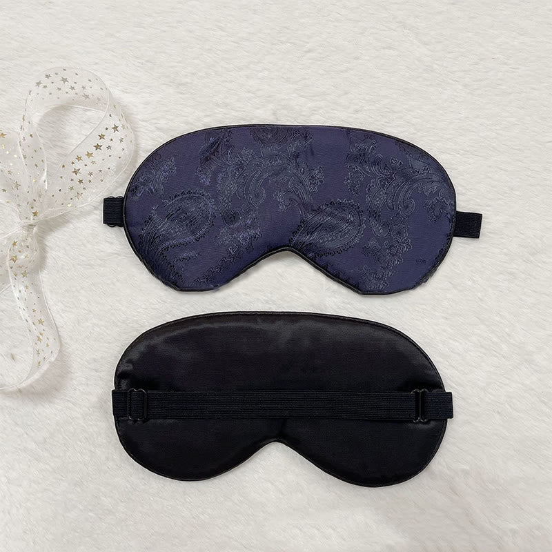 Simulated Silk Paisley Pattern Sleeping Eye Mask - Dark Blue - 2PCS - 8" x 4" - image 4
