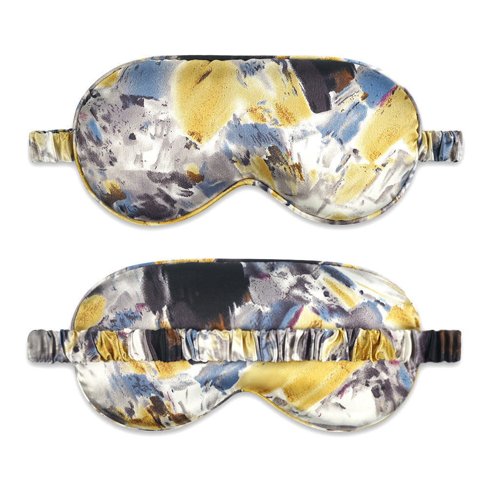 Cute Printed Silk Blackout Sleep Eye Mask - H - 2PCS - 8" x 4" - image 7
