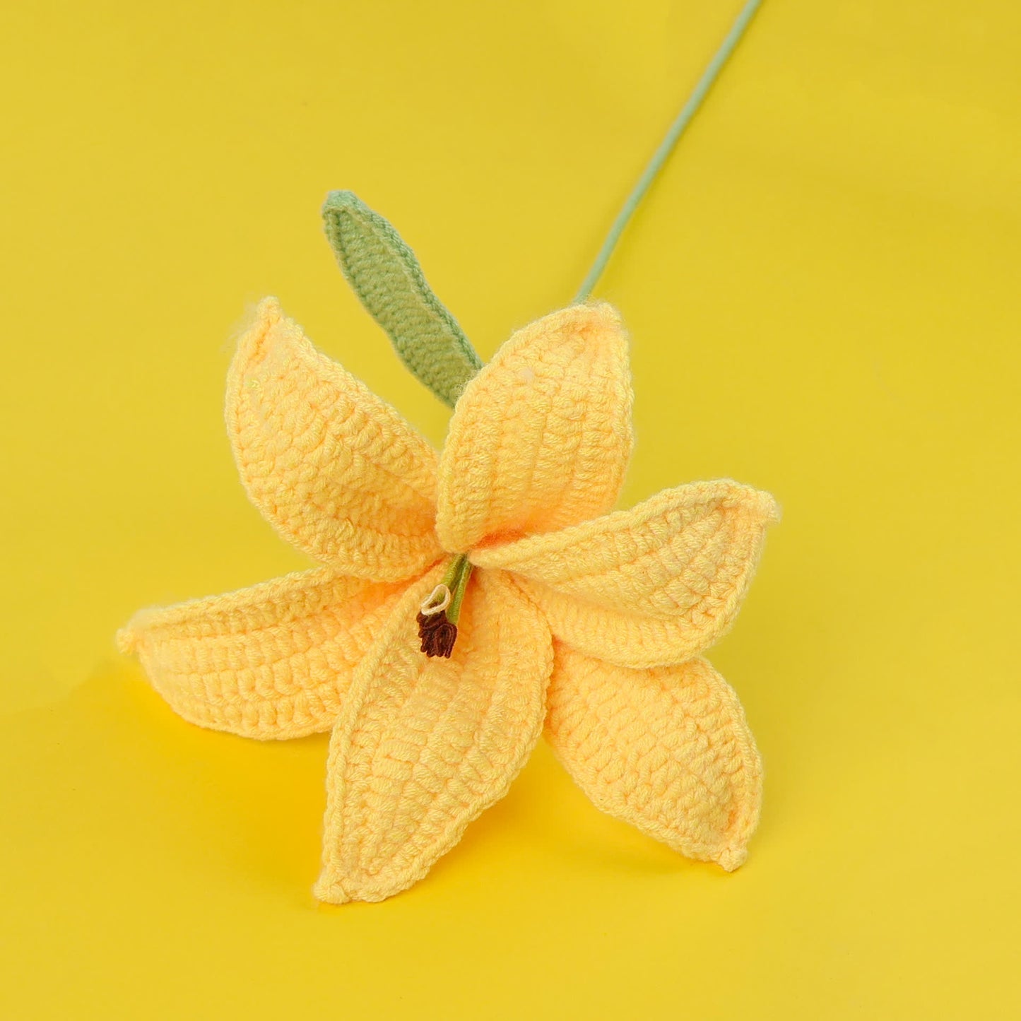 Handmade Knitted Crochet Lily Branch Decor - Yellow - 3PCS - 5.51"W x 5.51"L x 16.93"H - image 7