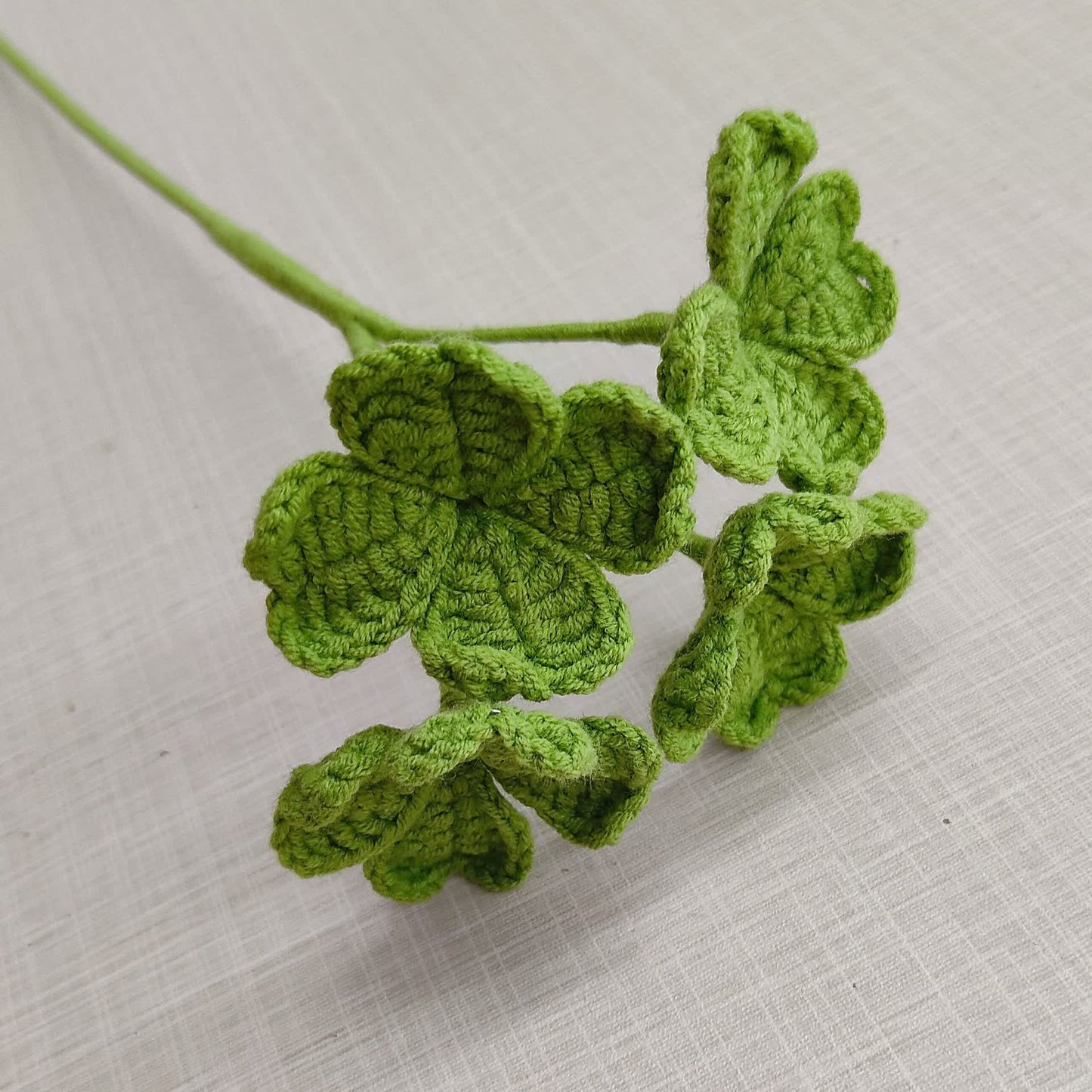 Handmade Knitted Crochet Four Leaf Clover - Dark Green - 3PCS - 3.74"W x 3.74"L x 17.72"H - image 1
