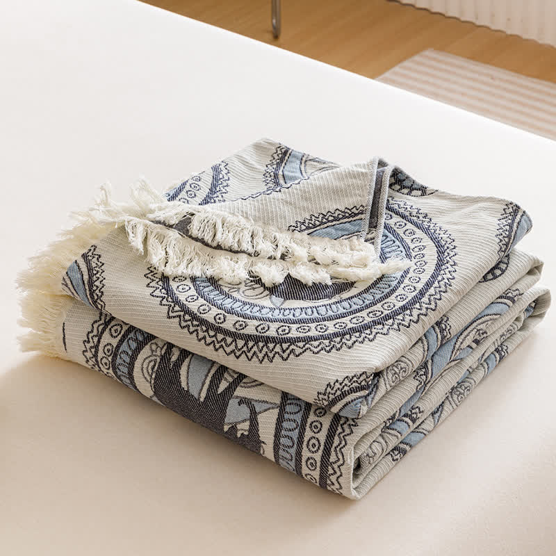 Vintage Four Layers Gauze Tassel Quilt - image 5