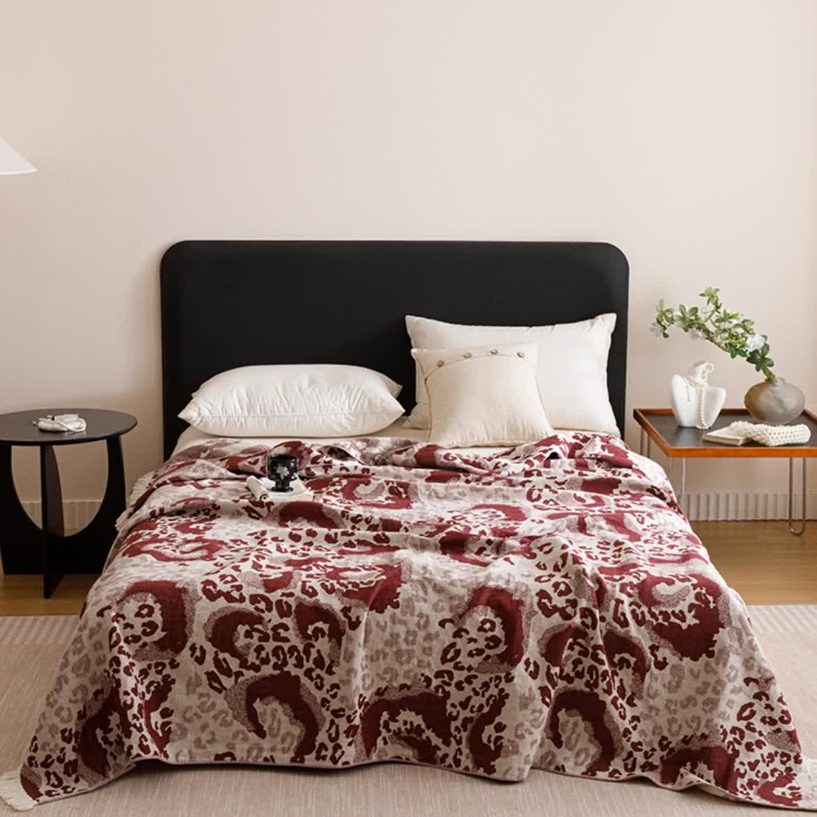 Vintage Cotton Gauze Tassel Reversible Quilt - image 12