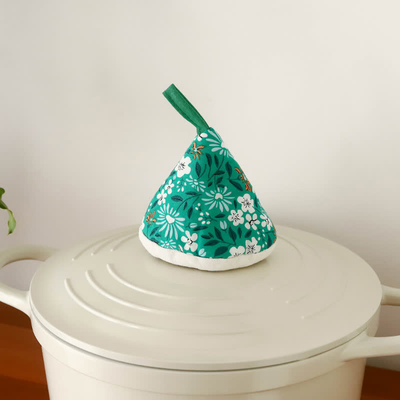High Heat Resistant Kitchen Oven Mitt - Green Flower - Pot Hat: 3" x 5" - image 32