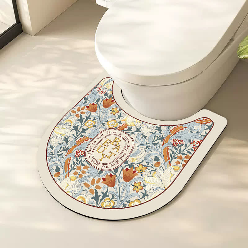 Luxury Floral Plant Diatom Mud Anti-slip Bath Mat - C - U-Shaped - 19" x 21" - image 13