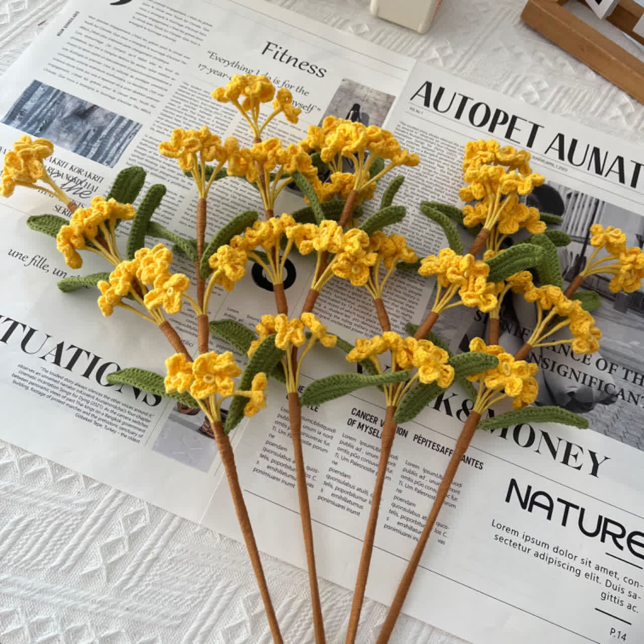 Handmade Knitted Crochet Osmanthus Fragrans Bouquet - image 2