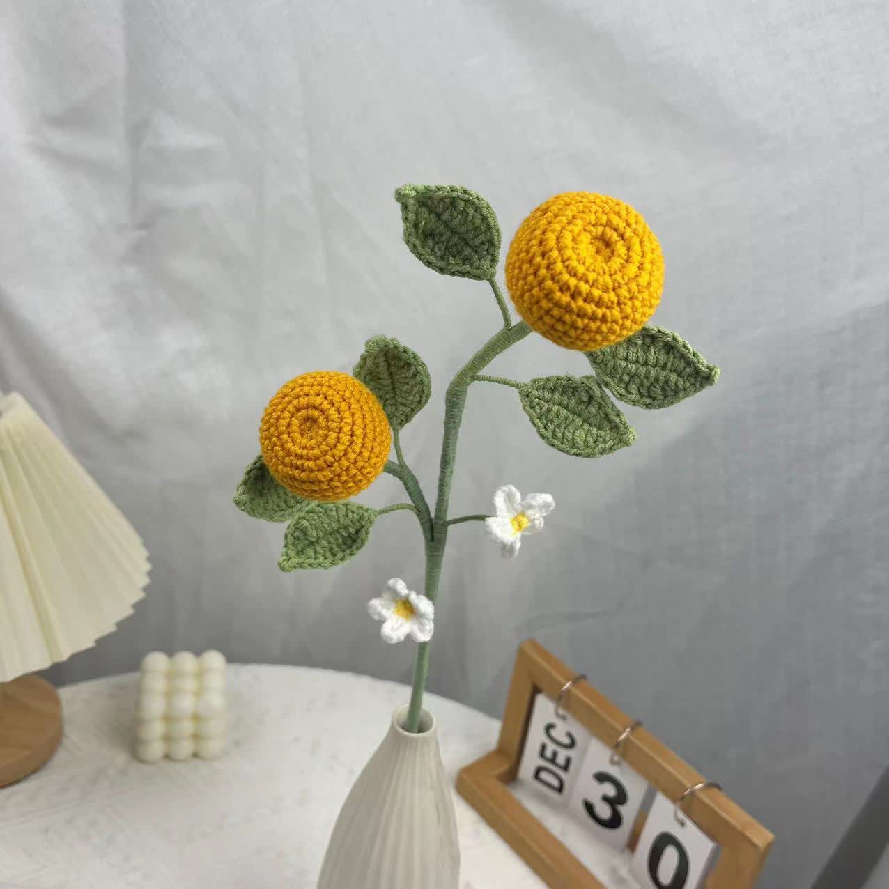 Creative Handmade Knitted Crochet Fruit Bouquet - Orange - 3PCS - 1.97"W x 1.97"L x 16.54"H - image 5