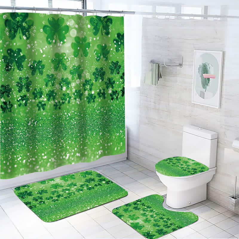 St. Patrick's Day Waterproof Shower Curtain - M - Mat Set - 18" x 29" + 14" x 17" + 17" x 15" - image 12