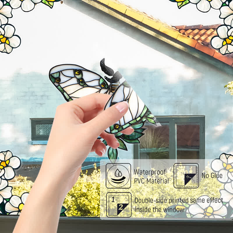Floral Butterfly Stained Static Window Sticker - image 23