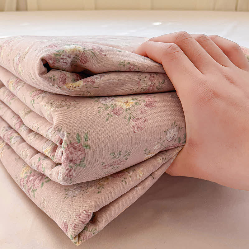 Anti-slip Cotton Gauze Floral Fitted Sheet - image 4